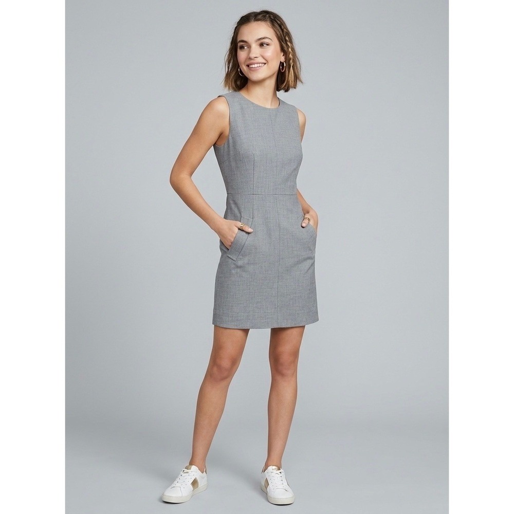 Diane von Furstenberg DVF Grey Sleeveless Pocket Shift Dress Size 0